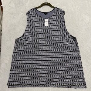 J. Jill Wearever Collection Sleeveless Top Womens 4X Black Geometric Tank NWT